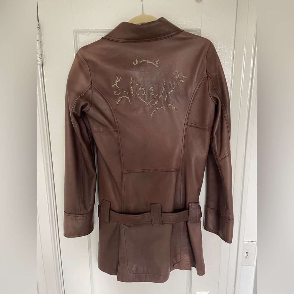 Diesel Brown Leather Short Trench